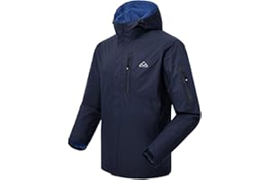 JHMORP Men's Waterproof Rain Jacket Raincoat Lightweight Outdoor Hiking Running Softshell Jacket Hooded Windbreaker