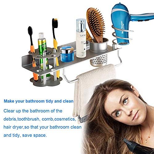 Hair Dryer Holder Wall Mount, Towel Toothbrush Toothpaste Perfume