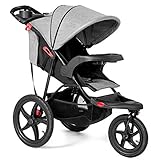 Costzon Baby Jogger Stroller, All Terrain Lightweight Fitness Jogging Stroller w/Parental Cup Phone Holder, Free Tractive Webbing, Large Storage Basket (Gray)