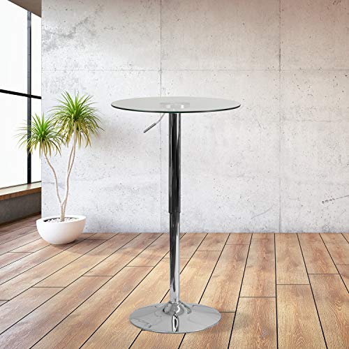 Flash Furniture Glastisch, rund, höhenverstellbar, 69,9 cm (Verstellbarer Bereich 84,9 cm – 104,4 cm) – Bild 3