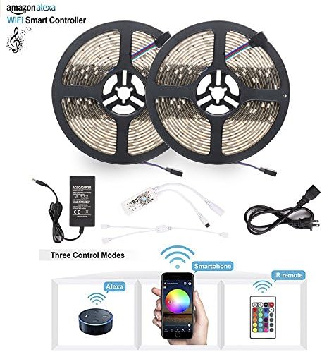 Tonvi LED Strip Lights, Wifi Wireless Smart Phone APP Controlled Light Strip Kit 32.8ft 300 LEDS 5050 Waterproof IP65 LED Lights, Working with Android/IOS System, Alexa