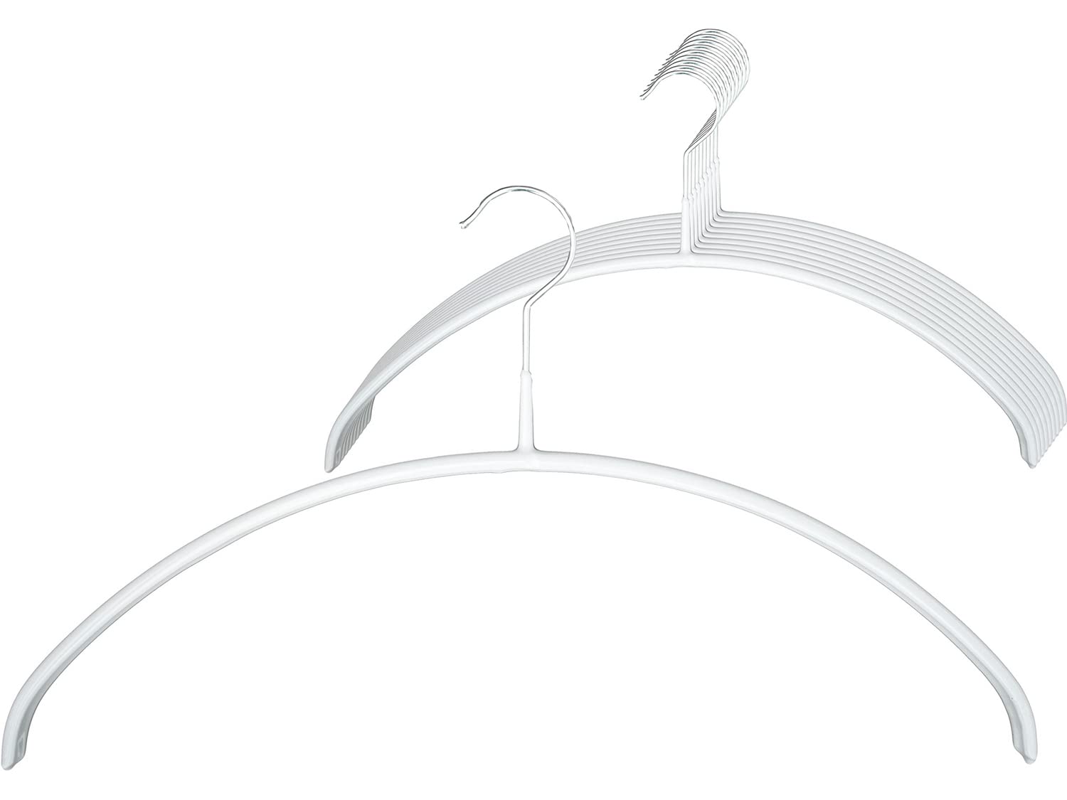 MAWA Hanger for Clothes, Economic P, Set of 10, Space Saving and Non-Slip, Round-Shaped, Top Hanger for T-Shirts and Jumpers, 360° Rotatable, with Anti-Slip Coating, 40 cm, White