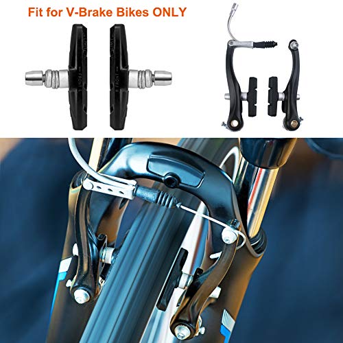 Coloviss 2 Pairs Bike Brakes Pads Set, 70mm for Cruiser MTB Mountain Bicycle Universal V-Brake Blocks No Noise No Skid