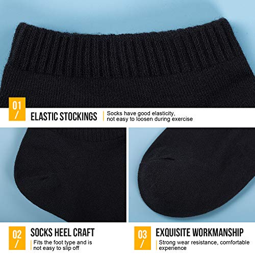 Benirap 10 Paar Sneaker Socken Herren & Damen Baumwollsocken Atmungsaktive Sportsocken Unisex Bequem Outdoor Söckchen Laufsocken Schwarz Weiß Grau Trekkingsocken