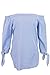 Simplee Apparel Women's Off the Shoulder Long Sleeve Knotted Top Blouse Navy