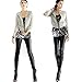 LOCOMO Women Half Faux Leather Front Lycra Back Legging FFT040 S-M Black