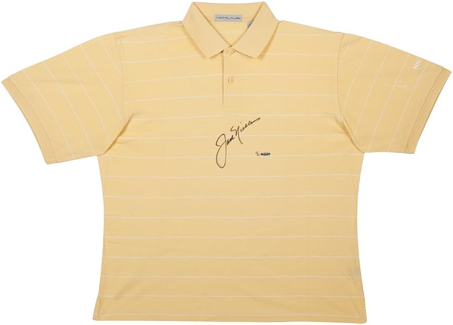 Jack Nicklaus Tournament-Worn Polo Yellow 1 Stripe, UDA 1-of-1 original at Amazon's Sports 