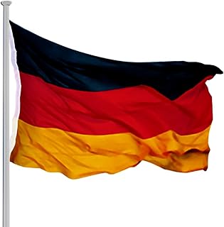 Deuba Aluminium Fahnenmast 6,50m inkl Seilzug inkl Deutschlandfahne Flaggenmast Mast Flagge Alu