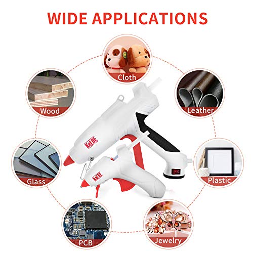 57-Piece Hot Glue Gun Kit, KeLDE UL Certified 100 Watts Large Full Size Glue Gun, Changeable Nozzle and Power Switch, Bonus 10 Watts Mini Glue Gun, Includes 2 pcs Extra Fine Tips, 50 pcs Glue Sticks - Thumbnail 4