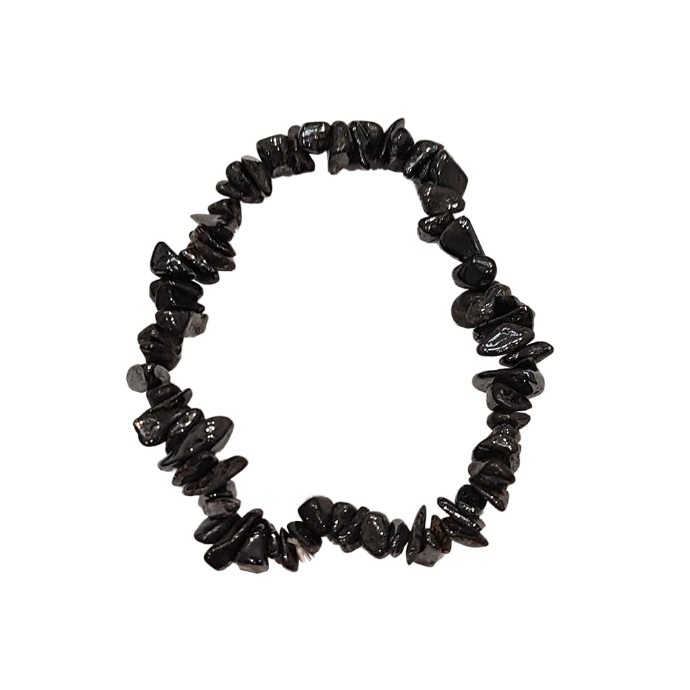 VIE Gemstone Chip Stretch Bracelet (Hematite)