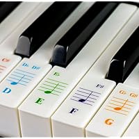 Color Piano Stickers for 49/61/ 76/88 Key Keyboards - Transparent and Removable with Free Piano Ebook: Made in USA