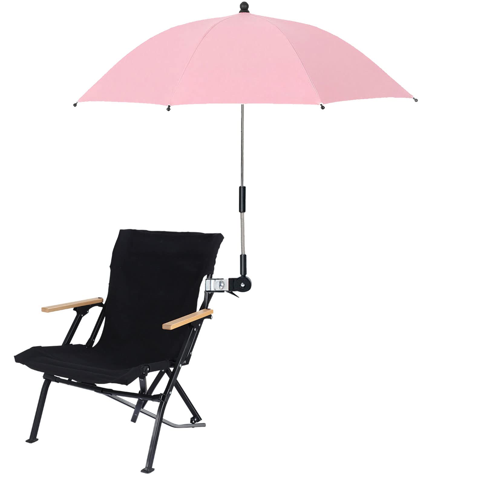 TITA-DONG Water Proof Chair Umbrella with Clamp, 32 Inch UV Protection Beach Chair Umbrella, Universal Adjustable Beach Chair Umbrella for Beach Chair Stroller Wheelchair Patio(Pink)