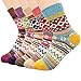 Century Star Wool Socks for Women Gifts Winter Warm Thick Knit Cozy Crew Socks Christmas gifts slouch socks Boot socks 5 Pairs Square One Size