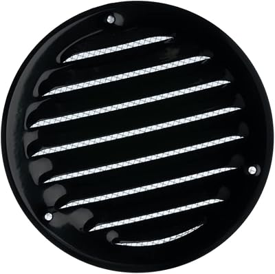 EUROPLAST Black Round Metal Air Vent Grille Cover 100mm with Insect Mesh