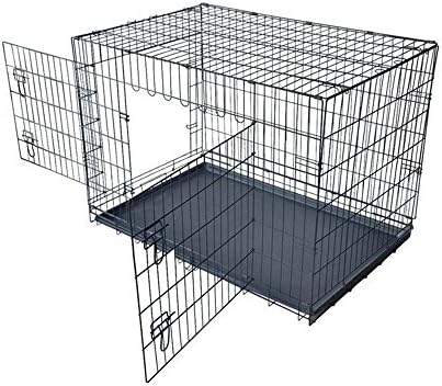 New Folding Two Door New Dog Cat Rabbit Pet Crate Cage Kennel in black 36"