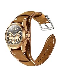 Correa de reloj para MK Access Bradshaw Fossil Q Wander, Maquinaria, Marshal Gen 2,Q Explorist Gen 3 inteligente, 0.866 in de ancho de lengüeta Crazy Horses de cuero