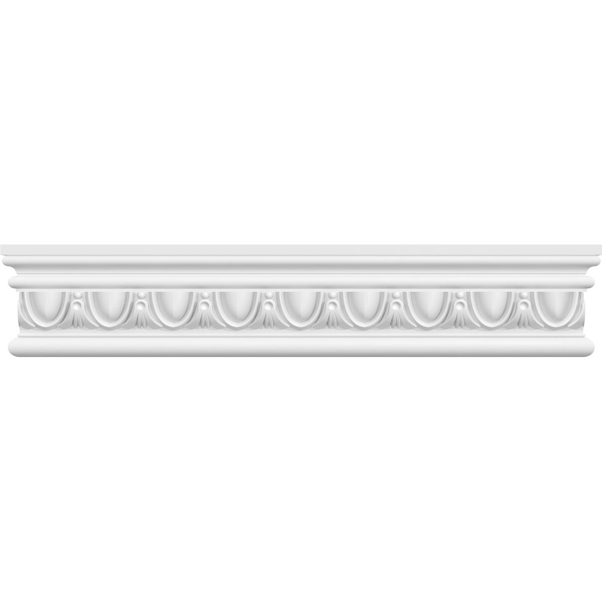 Endurathane Bedford Crosshead w/Egg & Dart Trim, 116″ Bottom Width x 117 1/8″ Top Width x 3 1/2″H x 7/8″P, Factory Primed