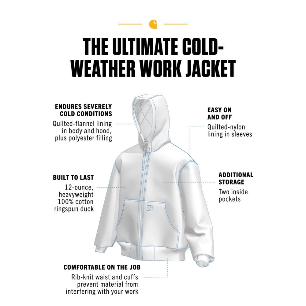 Carhartt Men's J140 Loose Fit Firm Duck Insulated Flannel-Lined Active Jac