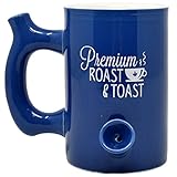 Premium Roast and Toast Mug Blue Ceramic Coffee Pipe Mug Multipurpose Novelty Smoking Mug for Herb by Gift Boutique