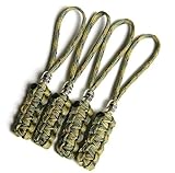 4 Multi Camo Paracord Zipper Pulls or Knife Lanyards With Skull Alloy Bead