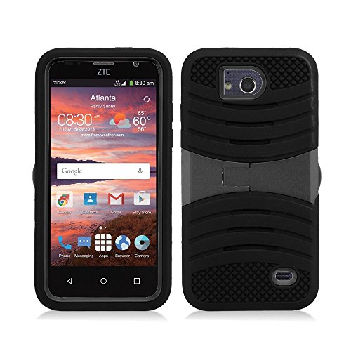 ZTE Maven Z812 (AT&T) - Black Symbiosis Stormer Impact Resistant Armor Kickstand Case + Atom LED ZTE Maven Z812 (AT&T) - Black Symbiosis Stormer Impact Resistant Armor Kickstand Case + Atom LED