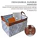 Premium Felt Woven Storage Basket with Leather Trim and Handles | Foldable Box, Durable & Thick Felt, Large Standing Container For Laundry, Bathroom, Baby Toys, Magazines, Food, Closet & More