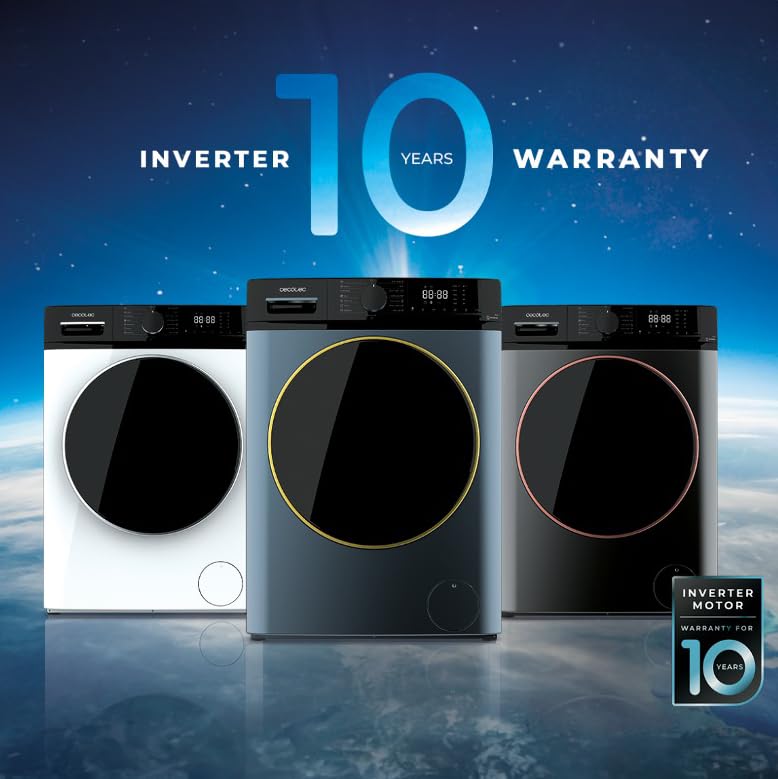 Cecotec Waschmaschine 10Kg Frontlader Bolero DressCode 10610 Inverter Ice Blue A 1400 U/min, Steam Max, Inverter Plus Motor, 15Prog, OnSmart, Smooth Wash, Stop&Go, Antibakterielle Dichtung, Drum Clean 4