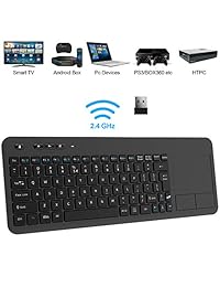 Teclado inalámbrico TedGem 2.4G Teclado inalámbrico con teclado táctil, teclado ergonómico de PC táctil, teclado con receptor nano USB para ordenador portátil Mac PC Android TV