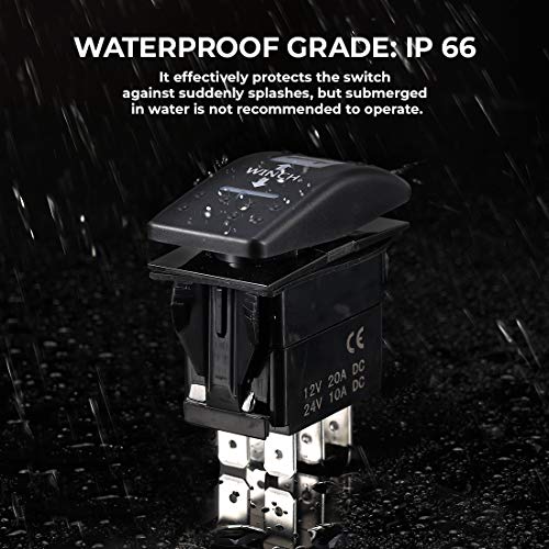 kemimoto 7Pin Winch Rocker Switch UTV Momentary OnOff Rocker Switch