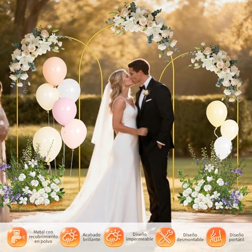 YYUgolo 3 Packs de Pantallas con Estructura de Hierro para Eventos y Fiestas,Estructura Herreria Pack Mamparas,para como Fiesta cumpleaños,Boda,Aniversario,línea Bienvenida bebé（2.2m，2.0m，1.8m）