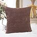 Home Brilliant Brown Throw Pillow Cover 18 x 18 Solid Supersoft Corduroy Stripes Square Throw Pillow for Couch S ofa Bedroom Living Room Chair, 18x18 inches (45cm), Brown