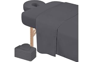 YPFYED Premium Microfiber 4 Sets Massage Table Sheets Set 3 Piece Set Includes Massage Table Cover Fitted Sheet and Fitted Face Rest Cover, Gray