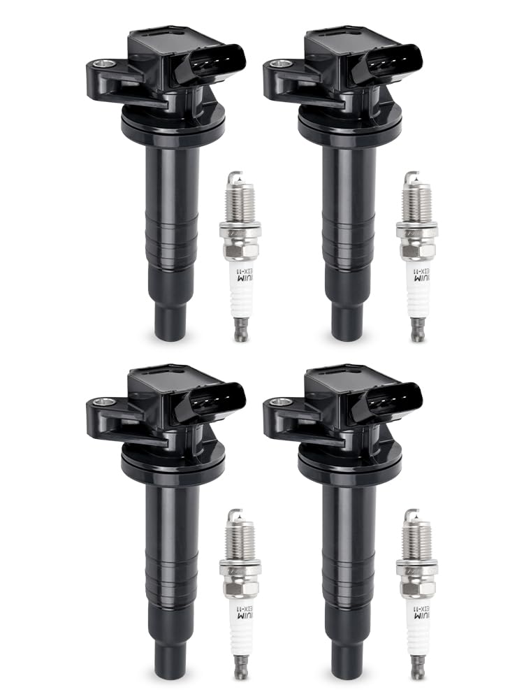 Photo 1 of Muge Racing 4PCS UF247 Coil Pack and Spark Plugs for 2000-2005 Toyota Celica/MR2 Spyder, 1999-2008 Toyota Corolla, 2003-2008 Toyota Matrix, 1999-2002 Chevy Prizm, 2003-2008 Pontiac Vibe (1.8L L4)