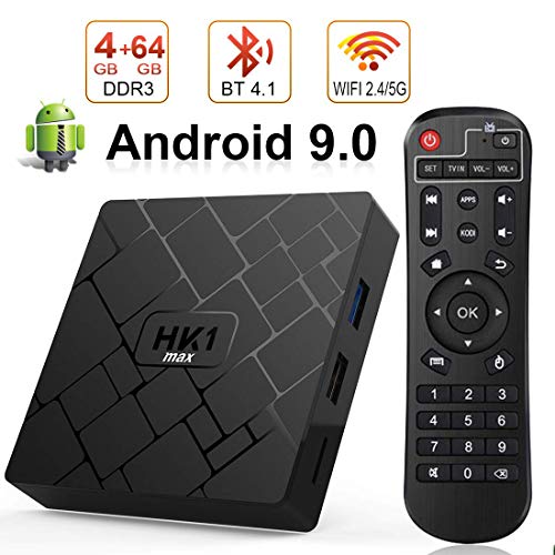 Android 9.0 TV Box with 4GB RAM 64GB ROM, Livebox HK1 max RK3318 Quad Core 64 bit Built in BT 4.1 Dual-WiFi 2.4GHz/5GHz,Supporting 4K (60Hz) Full HD/3D/H.265,USB 3.0[2019 Version]