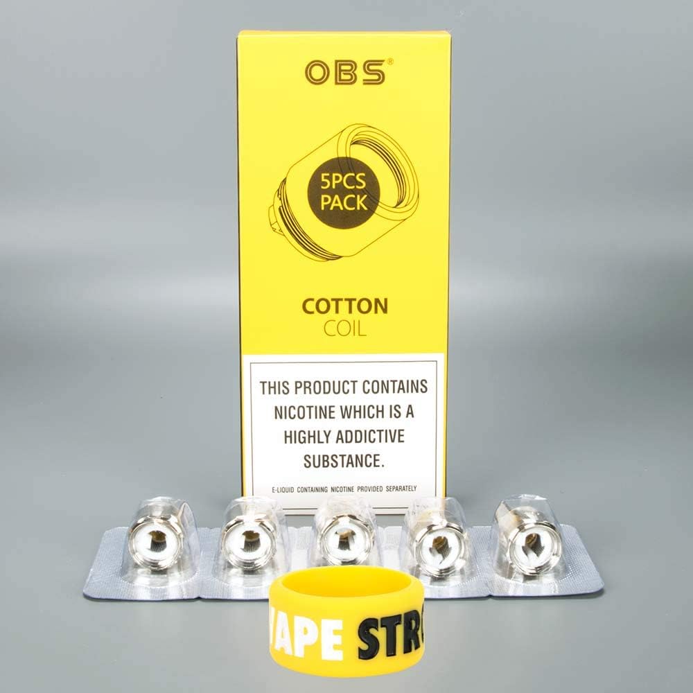 OBS Draco and Cube Kit Replacement MESH Coils M1 | M3 (5 Pack) & VAPESTRONG Band Bundle (M1 Mesh - 0.2 Ohms) (M1 Mesh - 0.2 Ohms)