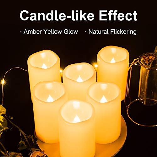 Amagic 5" x 3" Outdoor Waterproof Flameless Candles Set of 6, Battery