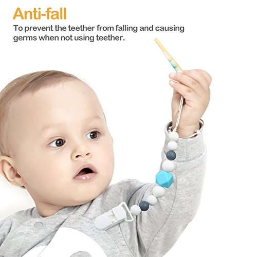Vakoo Teether Pacifier Clip, Baby Teething Toys with Clip,Cookie Teether Holder, Silicone BPA-Free|Food-Grade Infant Toddlers Newborn Chewing Gifts - Thumbnail 3
