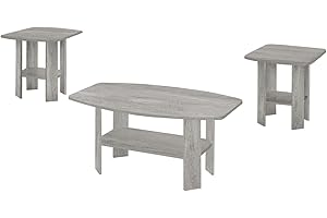 Monarch Specialties I 7870P Table Set, 3pcs Set, Coffee, End, Side, Accent, Living Room, Laminate, Grey, Transitional