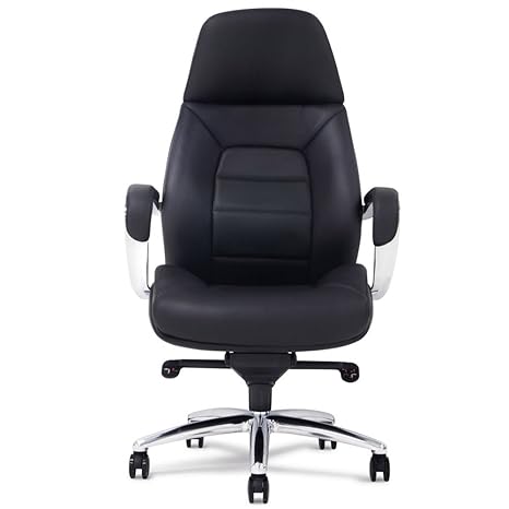 Gates Genuine Leather Aluminum Base High Back Executive Chair Black