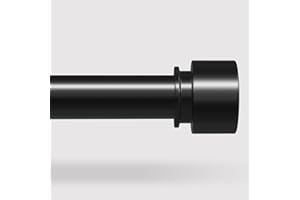 VOIIY Long Curtain Rods for Windows 72 to 144 Inch(6-12 Feet), Black Heavy Duty 1'' Diameter Adjustable Window Drapery Rod 66 120, Modern End Cap Style Design, Size 36''-144''