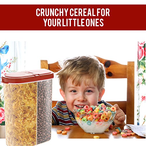 2pcs Airtight Cereal Dispenser Snack Container Storage Keeper 12-18 oz Capacity for Dry Food Flour Nut Sugar with Hovering Flip Top Lid and Large Mouth for Easy Pouring - Maroon