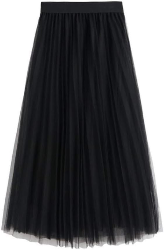 Women's Long Tulle Skirt Tutu Swing Skirts Pleated Maxi Chiffon Petticoat High Elastic Waist Midi Skirt Flowing Big Hem Skirt