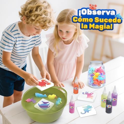 Conjunto Aqua Gelz, Brinquedo de Gel Mágico de Água DIY, Conjunto de Gel Mágico com 10 Cores e 8 Moles, Artesanato Criativo para Crianças, Brinquedos Jogos Kit de Pintura Presente para Rapazes e Raparigas 3 4 5 6 Anos
