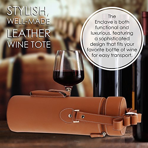 Luxury Wine Tote Travel Bag/Genuine Leather Bottle Wine Bag Carrier/Easy to Carry Shoulder Strap/Corkscrew Included/Great Gift