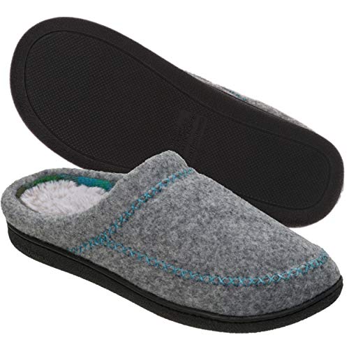 Dearfoams Women's Felt X-Stitch Clog Slipper, Light Heather Grey, M Regular US