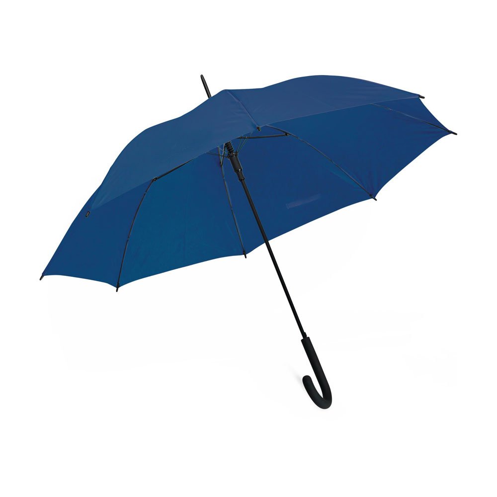 eBuyGB Automatic Windproof Long Umbrella with Black Rubber Crook Handle Walking Rain Stick Umbrella, Umbrella Windproof Strong - Blue / Navy 41.5 Inch / 105cm Span 87cm Length