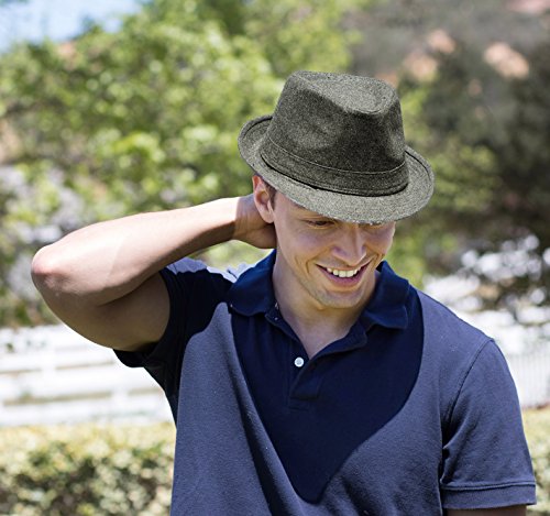 Lullaby Unisex Mens Womens Classic Manhattan Gangster Trilby Fedora Hat Grey - Thumbnail 2