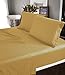 Deluxe Hotel 4-Piece Bed Sheet Set - Dobby Stripe - 100% Cotton Sateen - 300 Thread Count - Queen - Gold