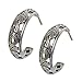 NOVICA 925 Sterling Silver Half Hoop Post Earrings, 30mm, 'Moon in the Forest'