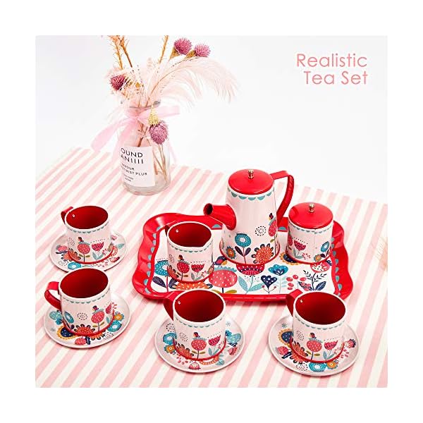 BUYGER Teeservice Kinder Tee-Set Puppengeschirr Kaffeeservice Kinderküche Geschirr Küche Spielzeug Rollenspiele für… – Bild 3